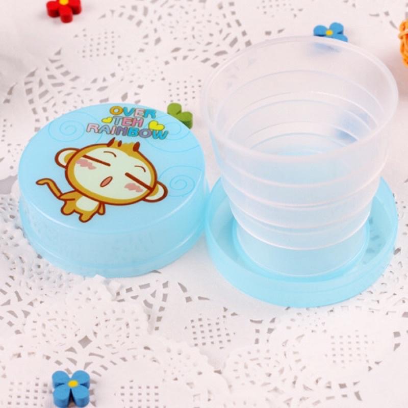 Ly uống nước gấp gọn trong suốt có có nắp đậy hình thú đáng yêu phù hợp picnic, du lịch, văn phòng, trường học