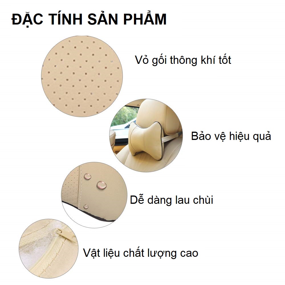 Gối Tựa Đầu Ô Tô Chống Mỏi Cổ Chất Liệu Memory Foam Cao Su Non Cao Cấp