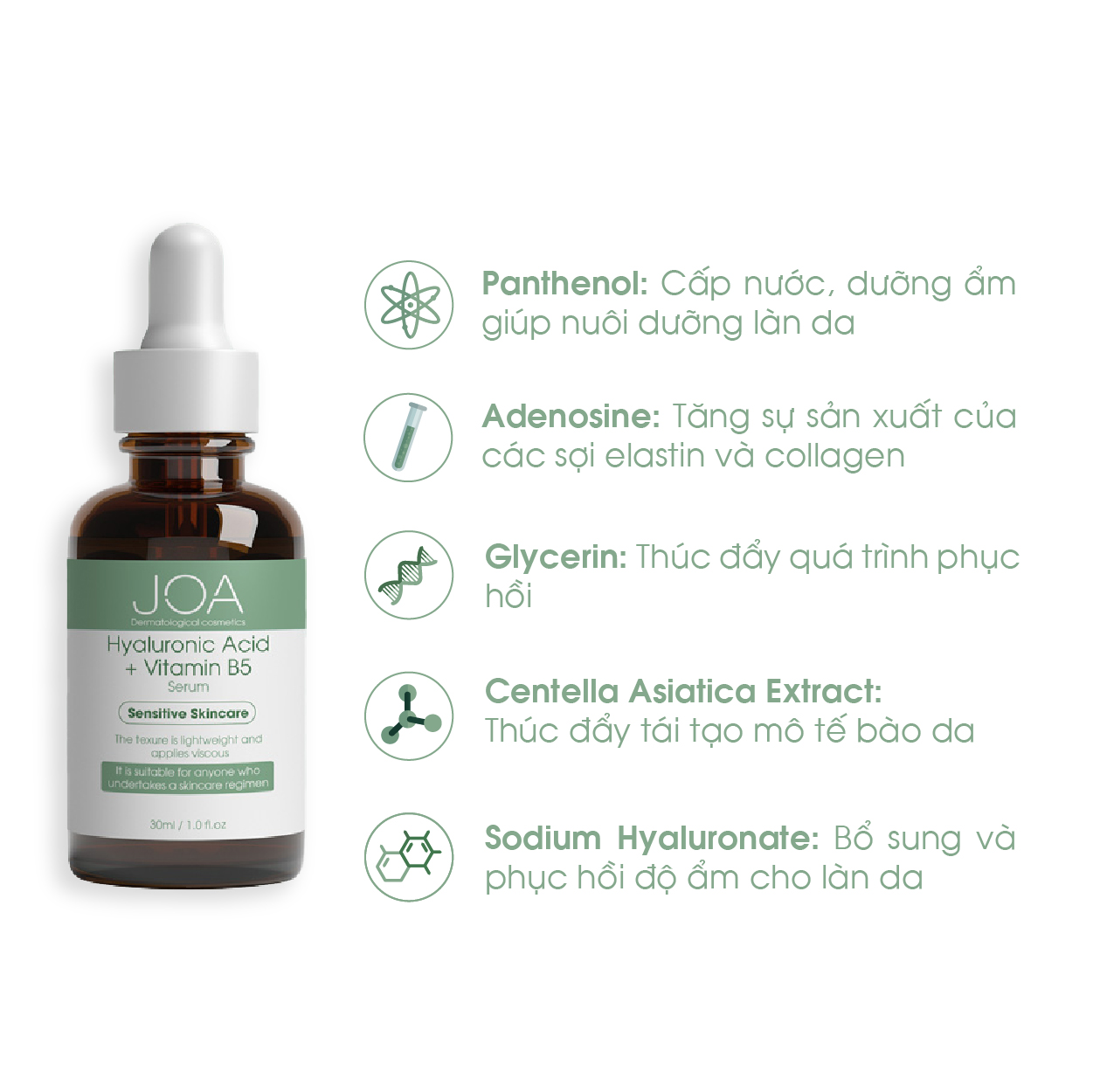 Serum Phục Hồi Da Hyaluronic Acid + Vitamin B5 JOA GREEN 30ml, Serum B5 Tái Tạo Da Và Chống Lão Hoá - Mỹ Phẩm MS COSMETIC