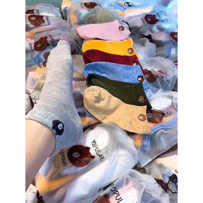 Sỉ 31k-SET 10 TẤT GẤU NHIỀU MÀU TƯƠI SÁNG