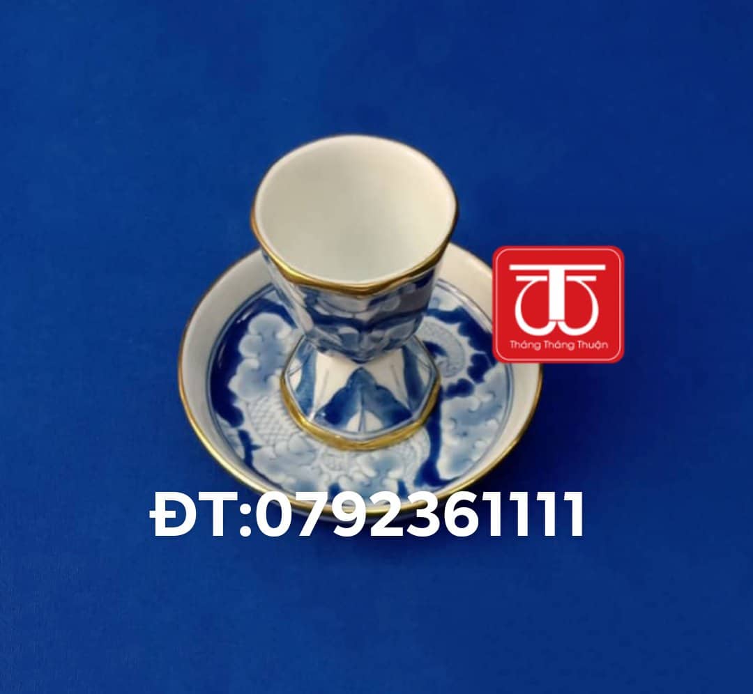 LY NƯỚC BỊT ĐỒNG VẼ LONG ẨN CAO 7CM