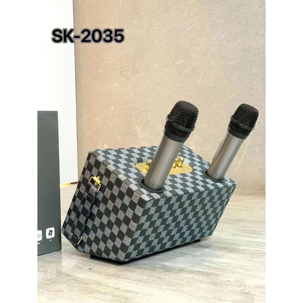 oa Bluetooth Karaoke Qixi SK-2035 Âm Thanh Siêu Đỉnh Tặng Kèm 2 Tay Mic Không Dây, Thiết Kế Cực Đẹp