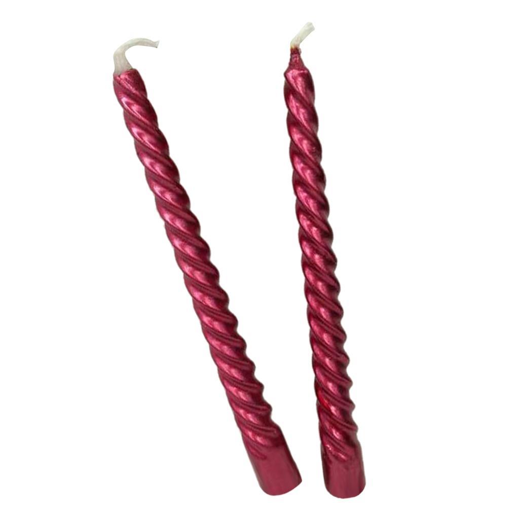 2X 2pcs Taper Twisted Smokeless Dinner Table Wedding Party Spiral Candles Red
