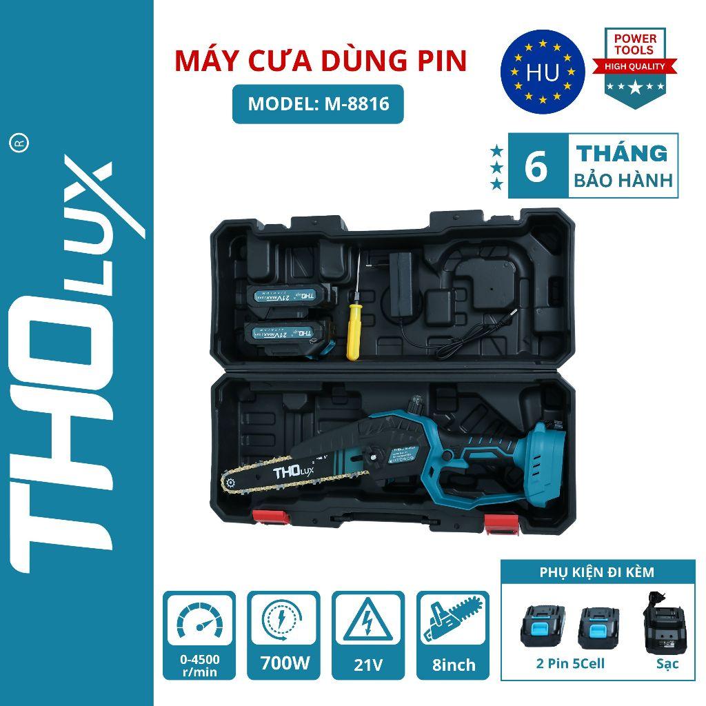 Máy cưa xích pin Tholux M-8816 700W Chiều dài lam 8inch, pin 5cel