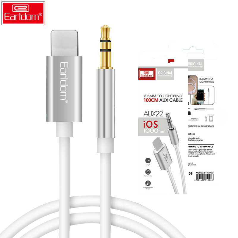 Cáp Chuyển Đổi iOS Sang 3.5mm Earldom AUX22 (AUX-22) - Hàng Chính Hãng