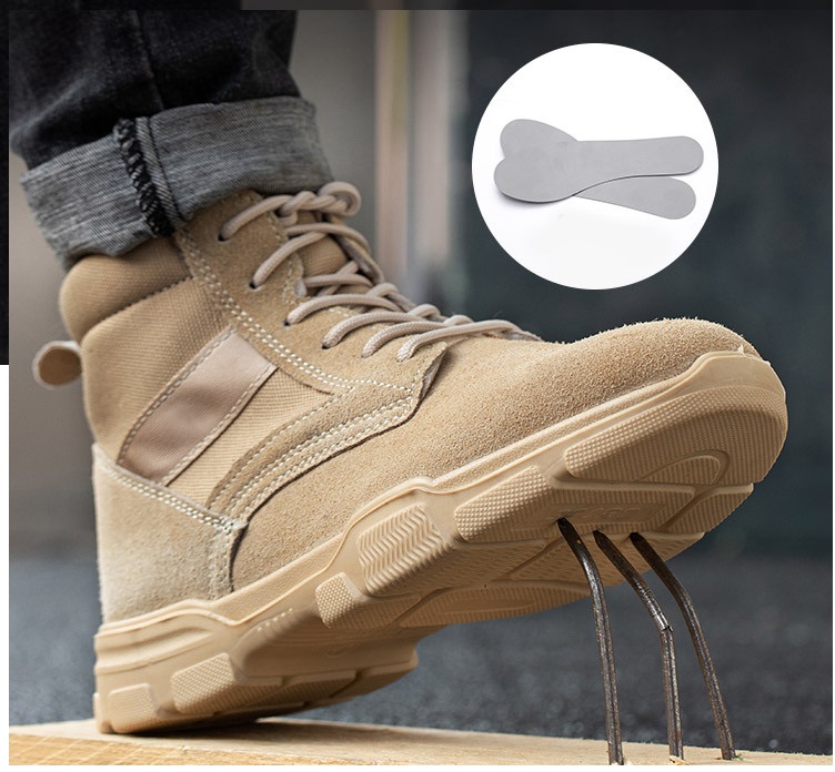 Giày Bảo Hộ Nam Cổ Cao BH04 Giày Nam Leo Núi ,Phượt Tăng Ma Sát- Chống Đinh-Da Lộn