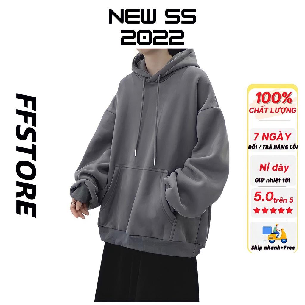 Áo hoodie nỉ trơn màu xám chuột FFSTORE mũ 2 lớp, form rộng, vải dày dặn siêu rẻ phù hợp cho cả nam và nữ
