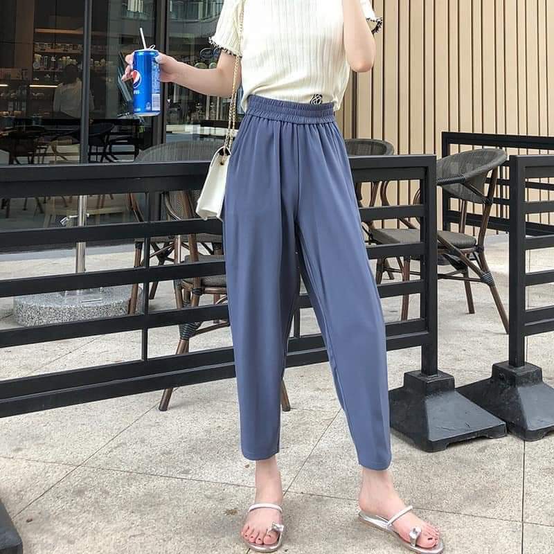 Quần Bagy Cạp Chun Nữ Chất Vải Mềm Mịn Mát Màu Kem Sz M (56-62kg) (Mẫu 1)