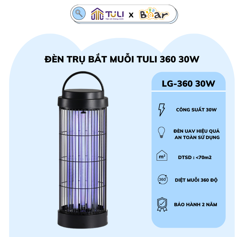 Đèn Bắt Muỗi TULI 360 Thông Minh Tiện Lợi Công Suất 10W Thu Hút Diệt Muỗi ,Đuổi Côn Trùng, Bảo hành 2 năm - TULI VN