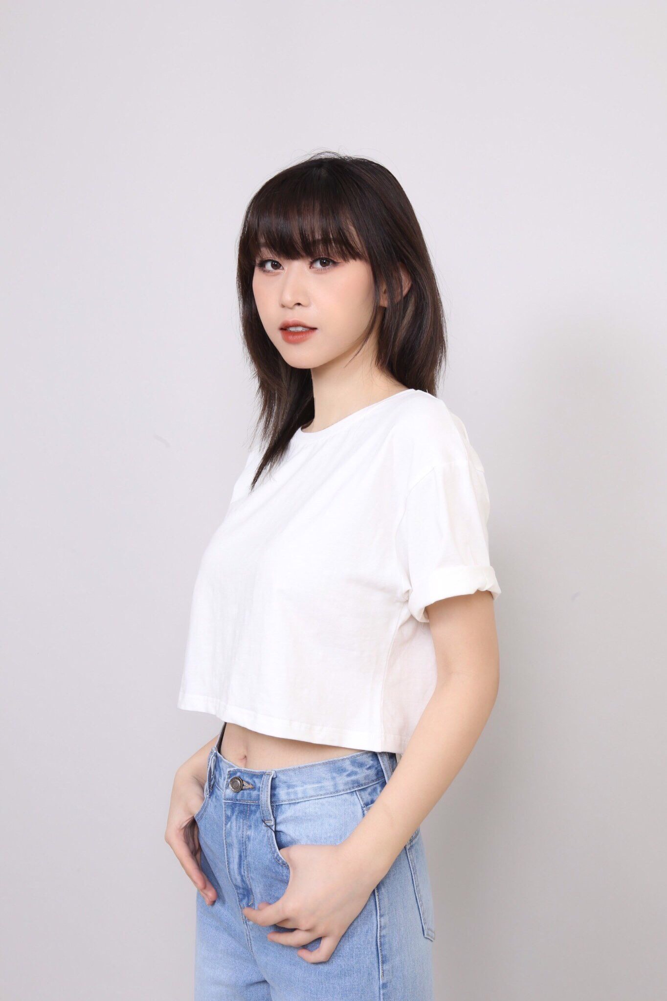 Áo crop trơn cotton 4 chiều