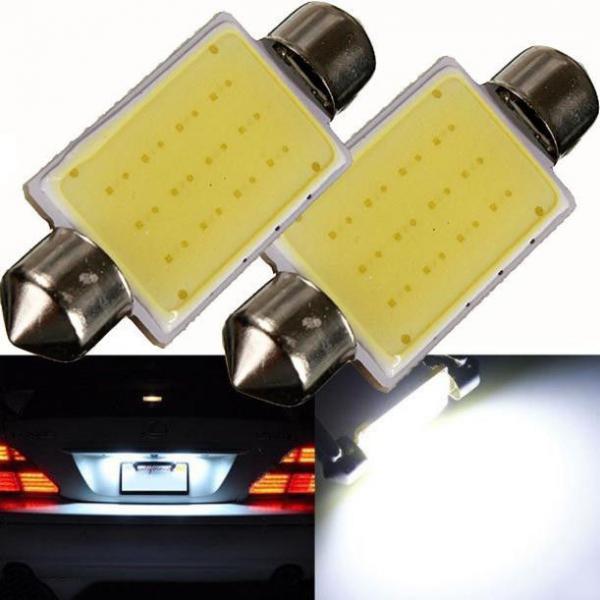2x2PC 41mm Festoon COB 12 SMD Chips DC 12V LED Car Dome Reading Lights