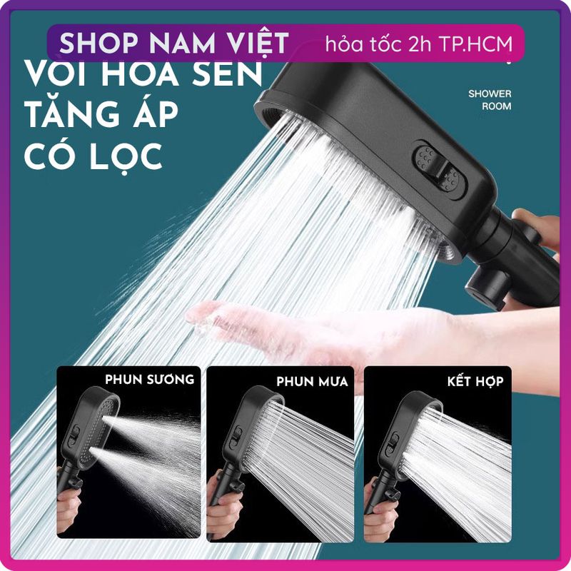Vòi Hoa Sen Tăng Áp Cao Cấp Có Lọc, 3 Chế Độ Nước