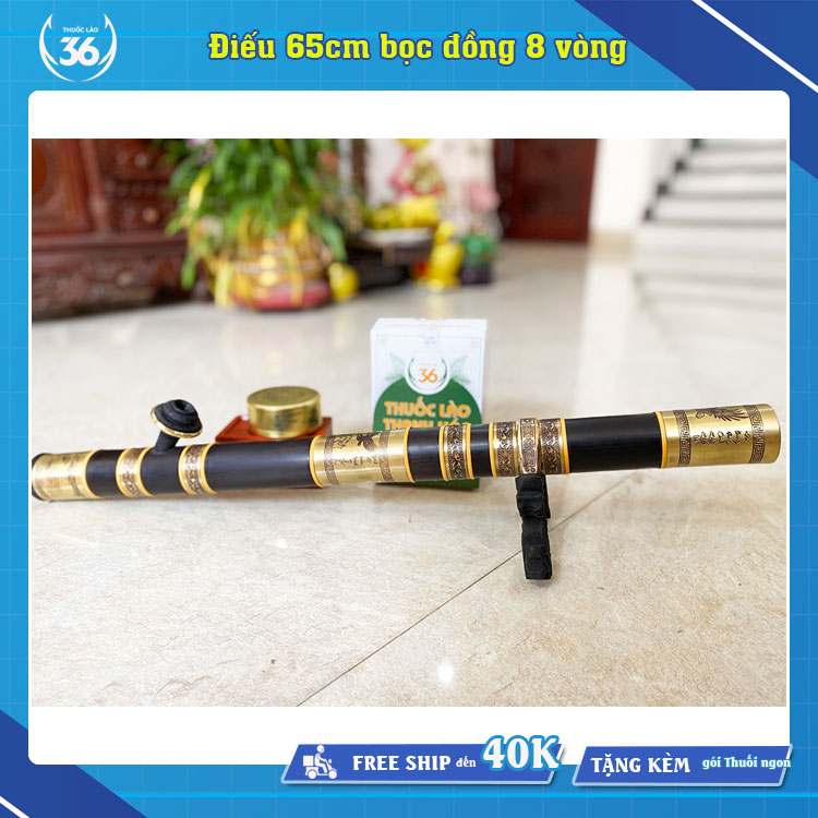 Điếu trúc bọc đồng 8 vòng dài 65cm