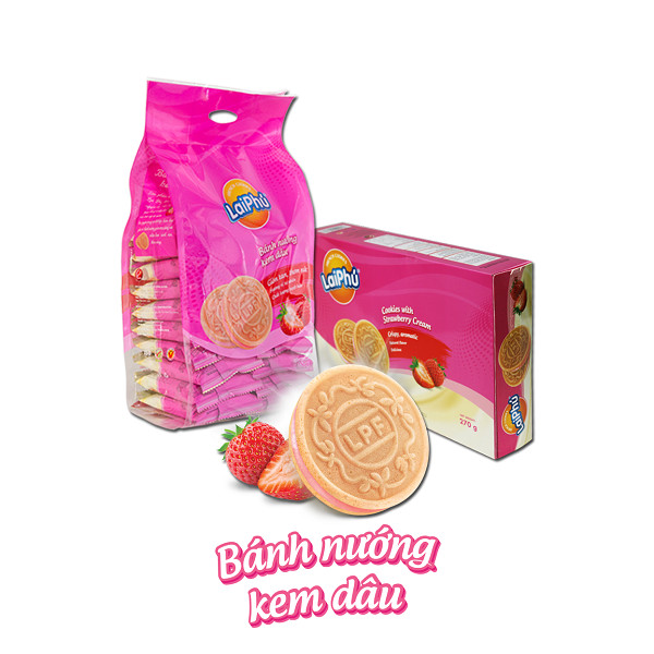 Bánh cookies Lai Phú Kem Dâu 350g