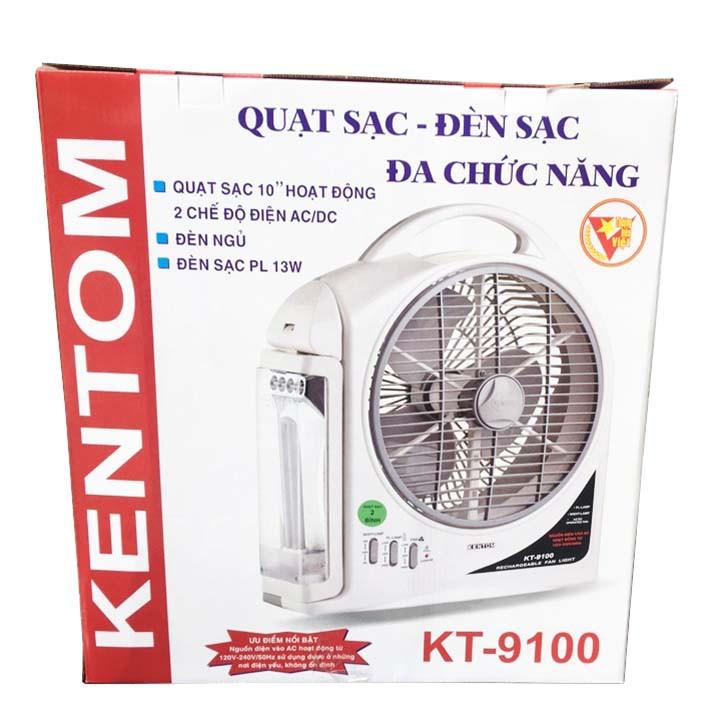 QUẠT SẠC-ĐÈN SẠC ĐA CHỨC NĂNG KENTOM KT-9100 2 BÌNH