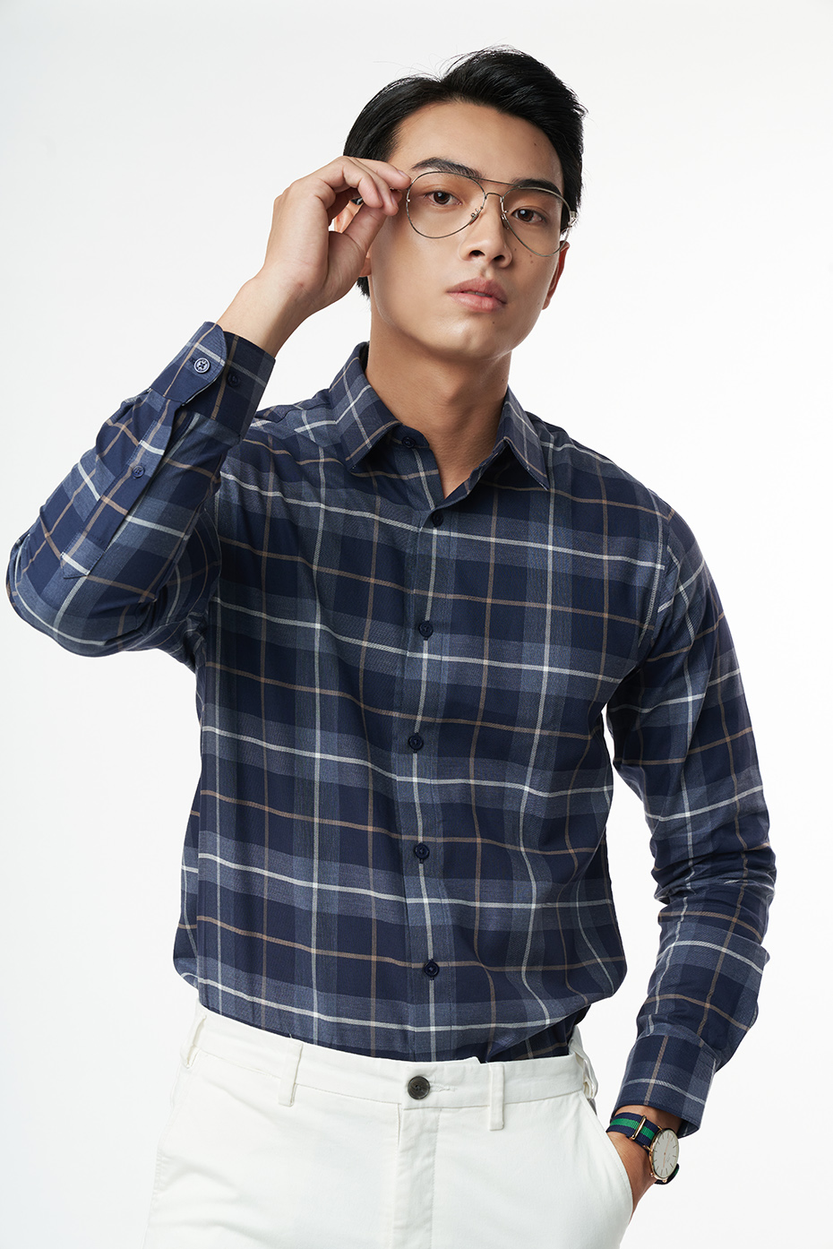 Áo Sơ Mi Nam Caro Tay Dài Cotton Ninomaxx Thương Hiệu N&amp;M 2110032