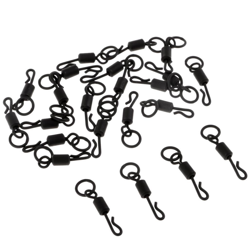 25pcs Matte Black Carp Fishing Quick Change Swivel with Ring