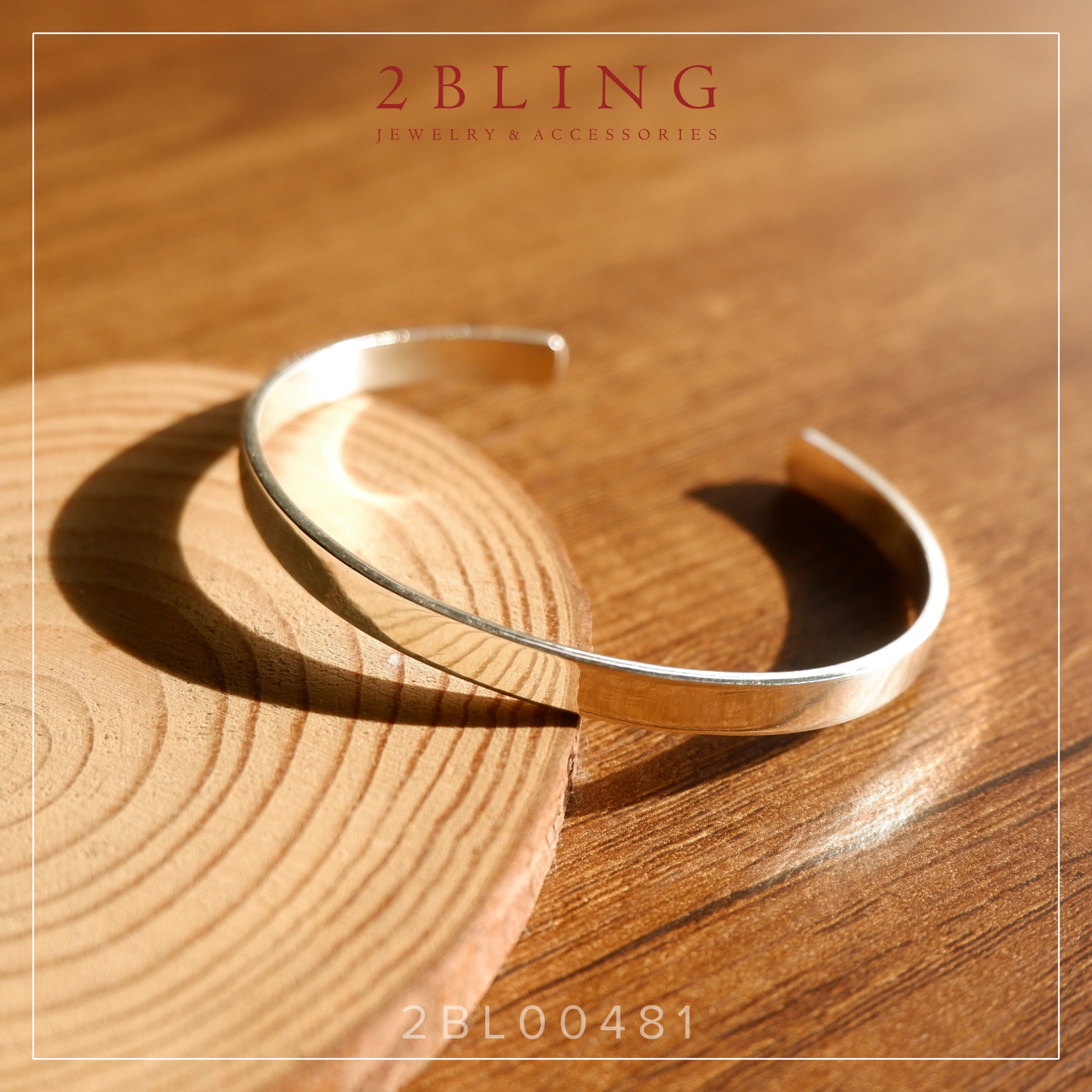 Vòng tay bạc 925 trơn 2Bling 2BL00481 phong cách thanh lịch dành cho nam và nữ