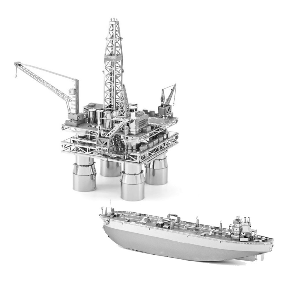 Mô hình 3D bằng thép tự lắp ráp - Giàn khoan và tàu chở dầu