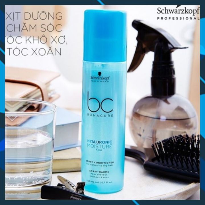 Xịt dưỡng tóc Schwarzkopf BC Bonacure Hyaluronic Moisture Kick Spray Conditioner cho tóc khô  200ml