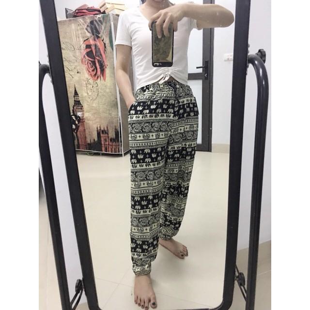 Quần bom lanh thổ cẩm, bo gấu, có size