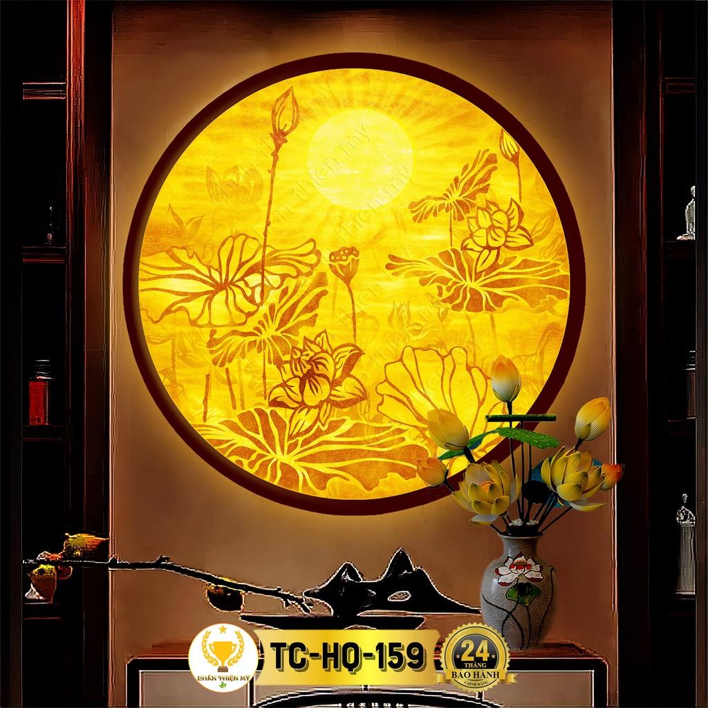 Đèn Thờ Hào Quang Phật Tranh Trúc Chỉ Tròn, Trang Trí Bàn Thờ, Hào Quang Trúc Chỉ Hoa Sen TC-HQ-159