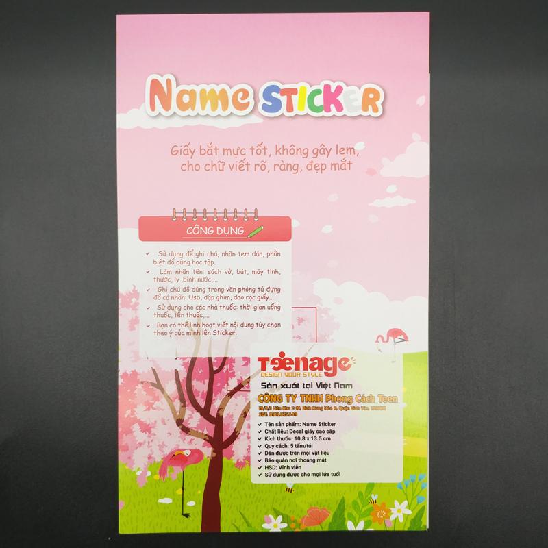 Bộ 5 Tờ Sticker Name - Teenage SN-03 - Hồng Hạc