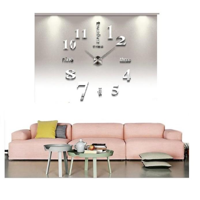 Đồng hồ dán tường Châu Âu cỡ lớn DIY 3D trang trí cao cấp