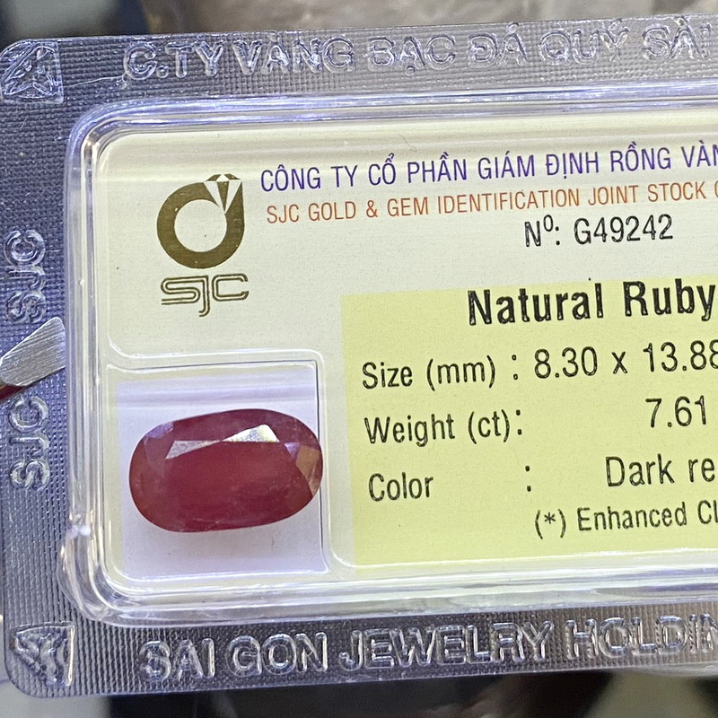 Hình ảnh Viên đá Ruby kiểm định tự nhiên mài giác oval RBG7.61