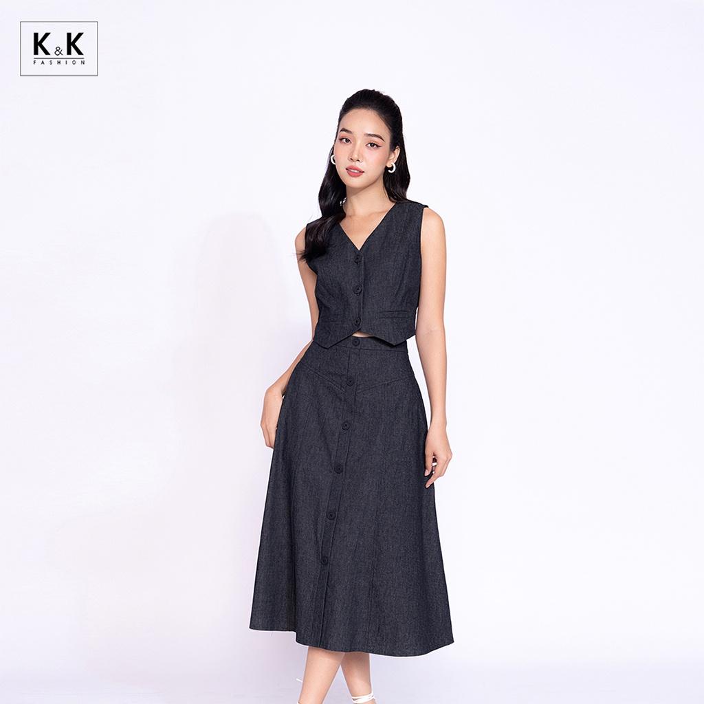 Áo Gile Nữ Croptop K&K Fashion ASM12-27 Chất Liệu Denim