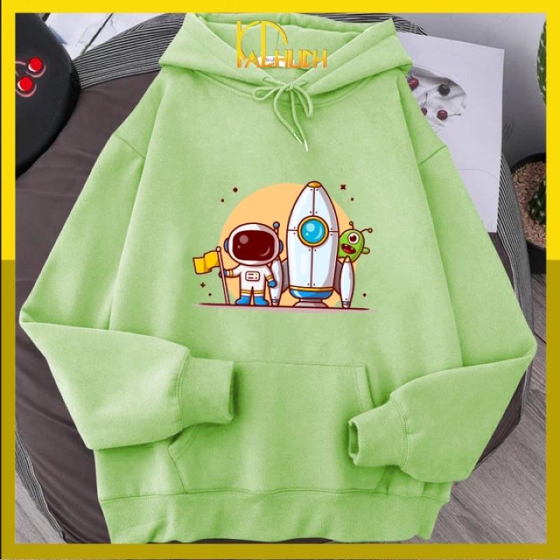 Áo hoodie in phi hành gia Ms01, size từ 40-70kg cho cả nam và nữ,chất liệu vải nỉ mềm mịn thích hợp mặc cặp có 12 màu