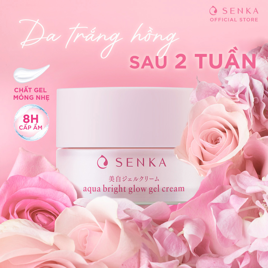 [HOT DEAL] Kem Dưỡng Da Trắng Hồng ban đêm Giảm Thâm Sạm Không Cồn dạng gel SENKA AQUA BRIGHT GLOW GEL CREAM 50g - 15538