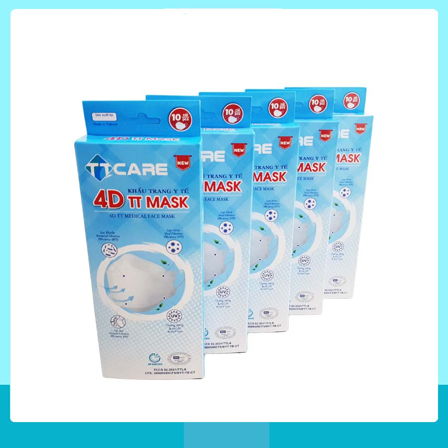 COMBO 3 Hộp Khẩu Trang Y Tế 4D Kháng Khuẩn Cao Cấp TTMASK Ngăn Bụi Bẩn Với Thiết Kế 3 Lớp Siêu Chắc Chắn - RÊU