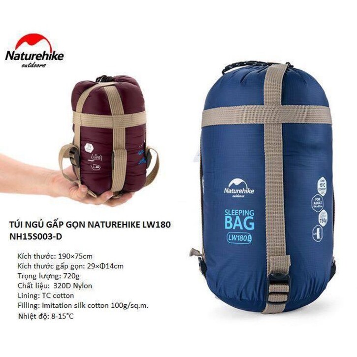 Túi ngủ Naturehike NH15S003-D xếp gọn nhẹ giữ ấm tốt du lịch dã ngoại A158