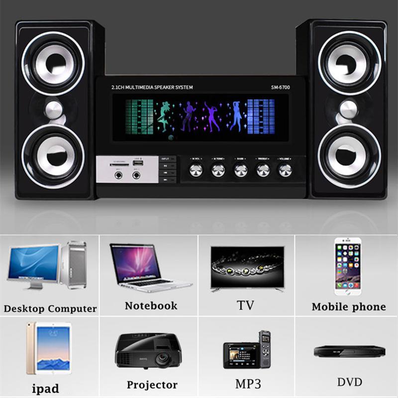 3.1 Sàn âm thanh đa phương tiện Standing Sumedia Hệ thống nhà hát 3D Subwa-loa siêu trầm 60W loa bluetooth TV có điều khiển từ xa Color: SM6700 mic