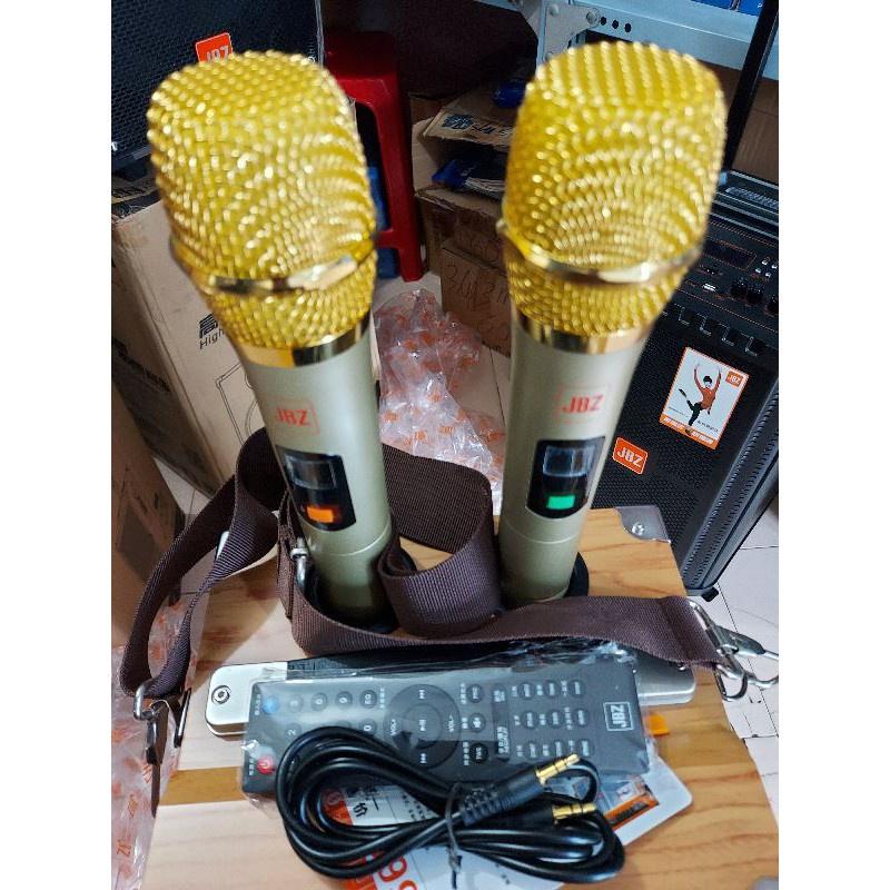 Loa kéo karaoke di động JBZ 0603 bas 1.6 tấc (0803-1003-1203)  kèm 2 micro nhôm UHF không dây