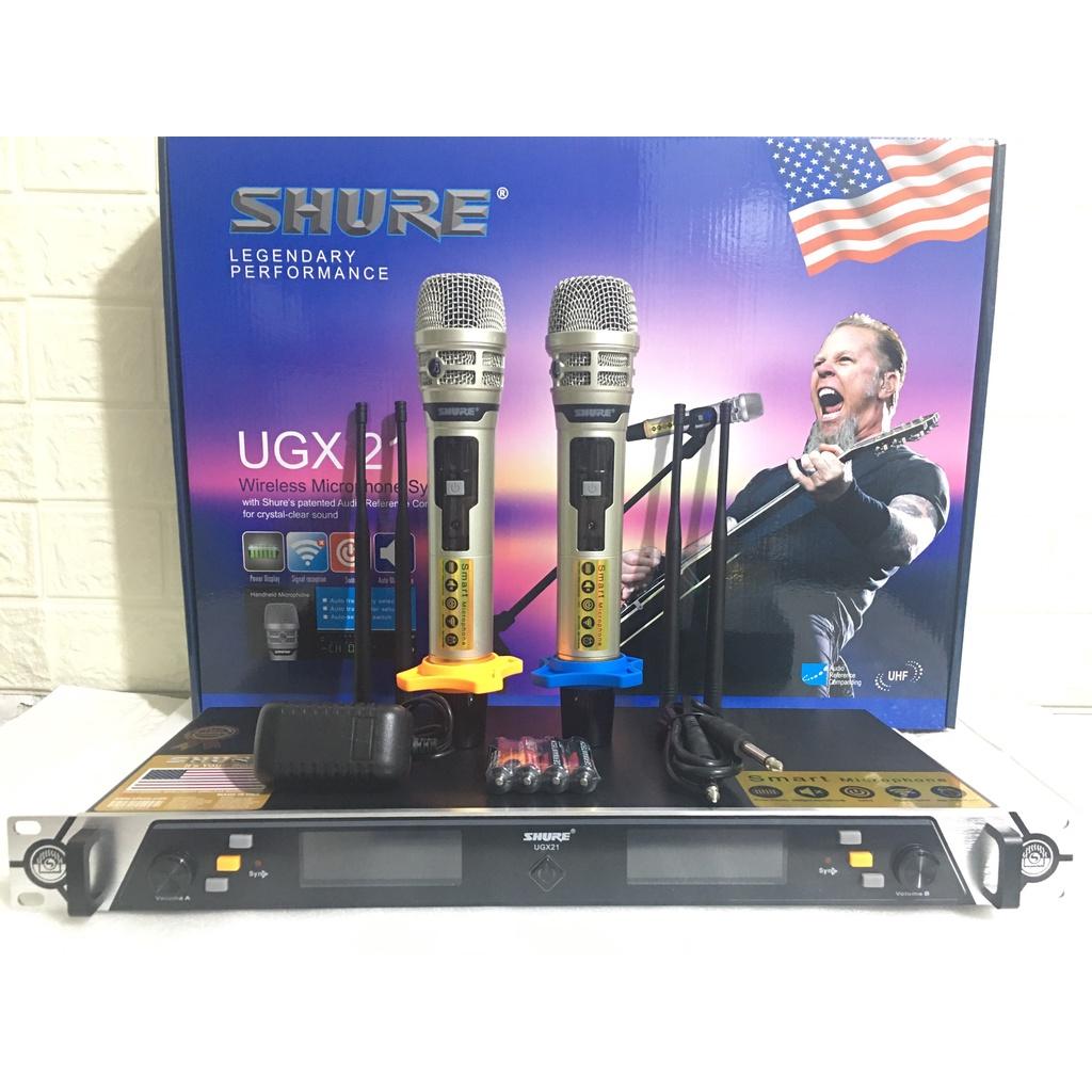 Micro Không Dây SHURE UGX 21 Tự Ngắt, Dò Sóng Chỉnh Tần Số Hiện Đại. Dòng Karaoke Cao Cấp Gia Đình, Phòng Trà, Quán Hát