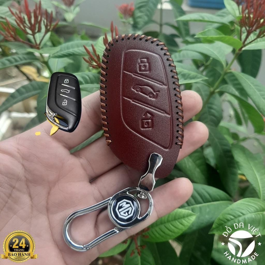 Bao Da Khoá MG ZS. Chìa thông minh 3 nút. Da bò nhập khẩu. Khắc tên và số ĐT chủ xe.