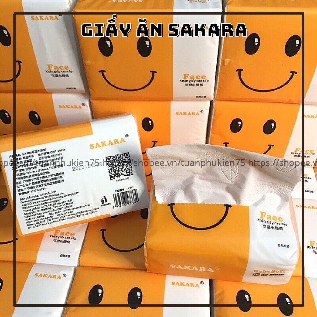 Giấy Ăn 1 Gói - Giấy Ăn Cao Cấp SAKARA, Siêu Mịn, Siêu Dai, 4 Lớp