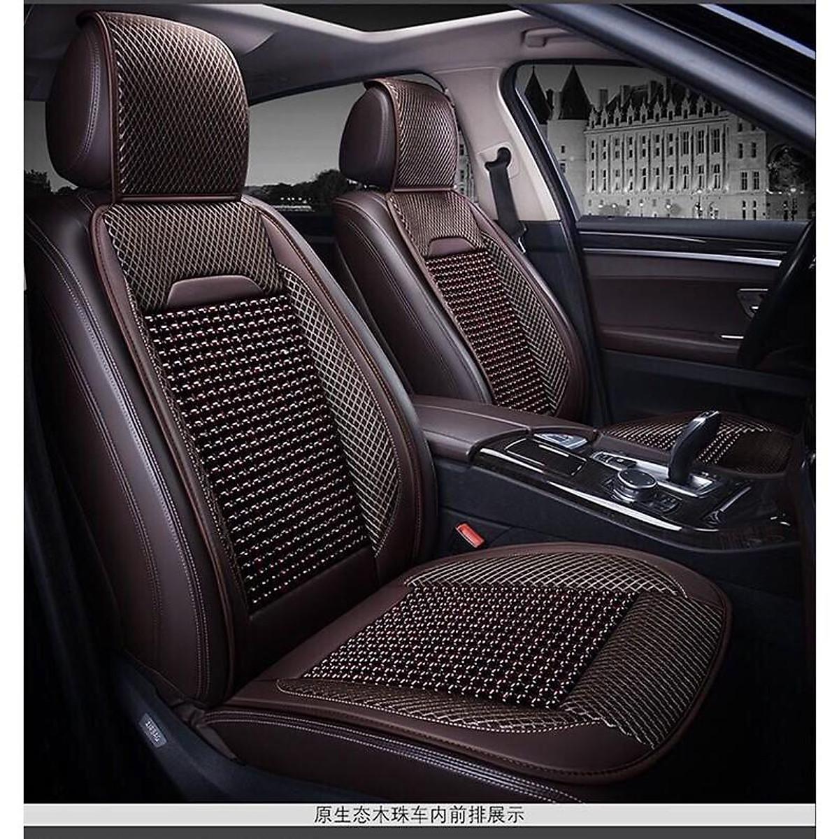 Lót Ghế Ô Tô Hạt Gỗ Cao Cấp Chống Nóng, Chống Trơn Trượt, Hạt Gỗ Massage Cao Cấp - Màu Đen