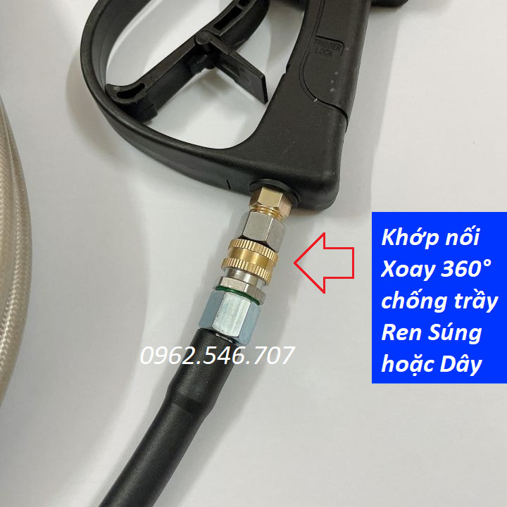 Bộ Khớp Nối Nhanh Máy Rửa Xe - Bộ Khớp Nối Chống Xoắn Dây Cho Máy Rửa Xe - Khớp Xoay Chống Xoắn Dây Phun Xịt Rửa Xe Ren 14mm