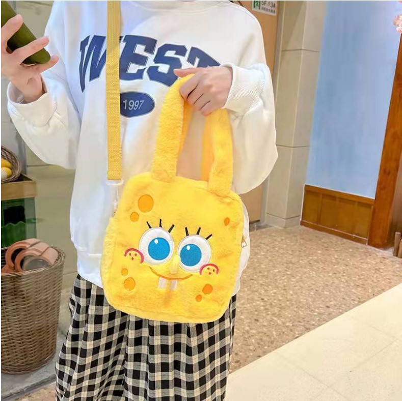 Túi Xách Tay Đeo Chéo Spongebob Cậu Bé Bọt Biển, Túi Gấu Bông Siêu Cute