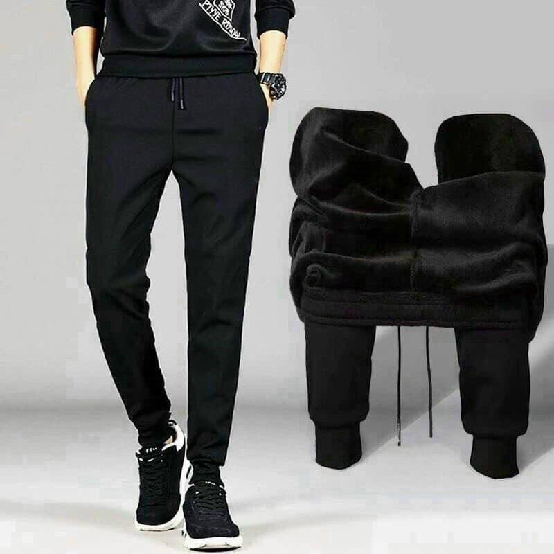 Quần Nỉ lót lông Nam siêu ấm chống chọi đại hàn dáng Jogger thể thao chất dày dặn co dãn tốt