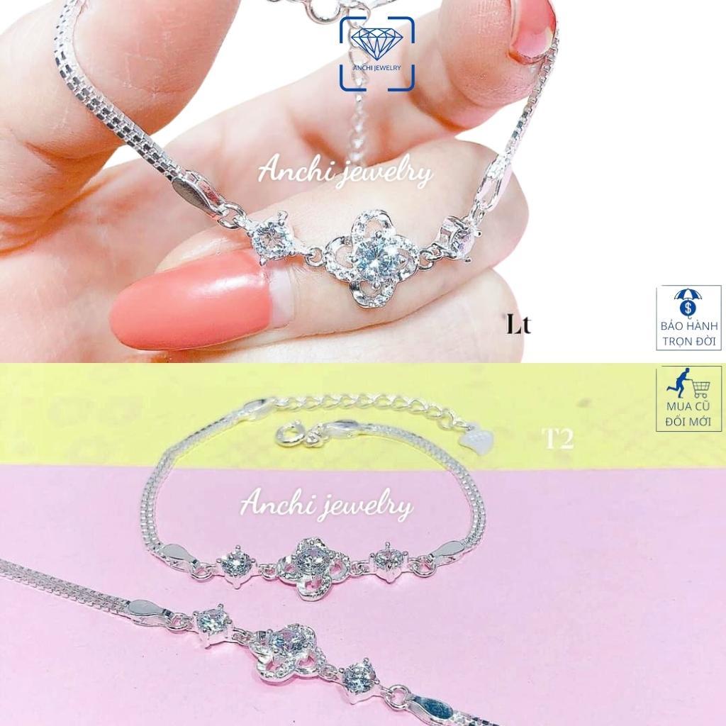 Lắc tay nữ bạc ta mặt tim( cỏ 4 lá) trẻ trung cá tính, Anchi jewelry