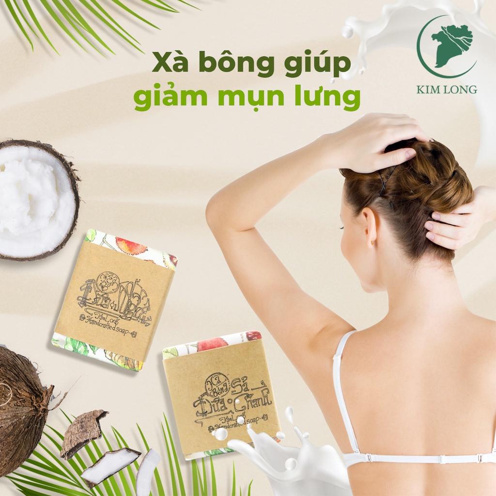 Xà Bông Dừa Nghệ Kim Long Sạch Da Sáng Mịn, Giảm Mụn Lưng, Hỗ Trợ Mờ Vết Thâm 100gram