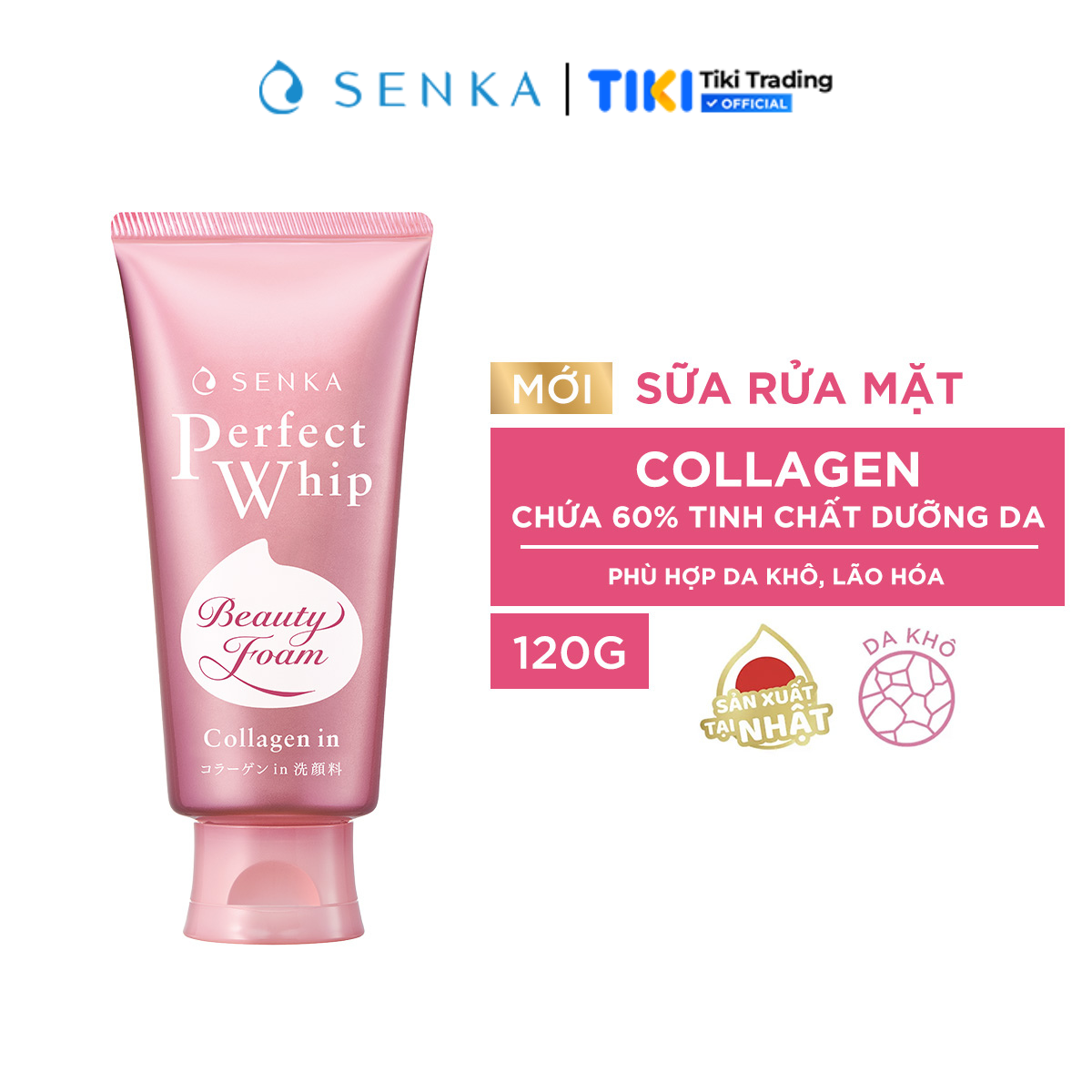 Sữa Rửa Mặt Mịn Và Săn Chắc Da Senka Perfect Whip Collagen In 120G - [4901872462087]