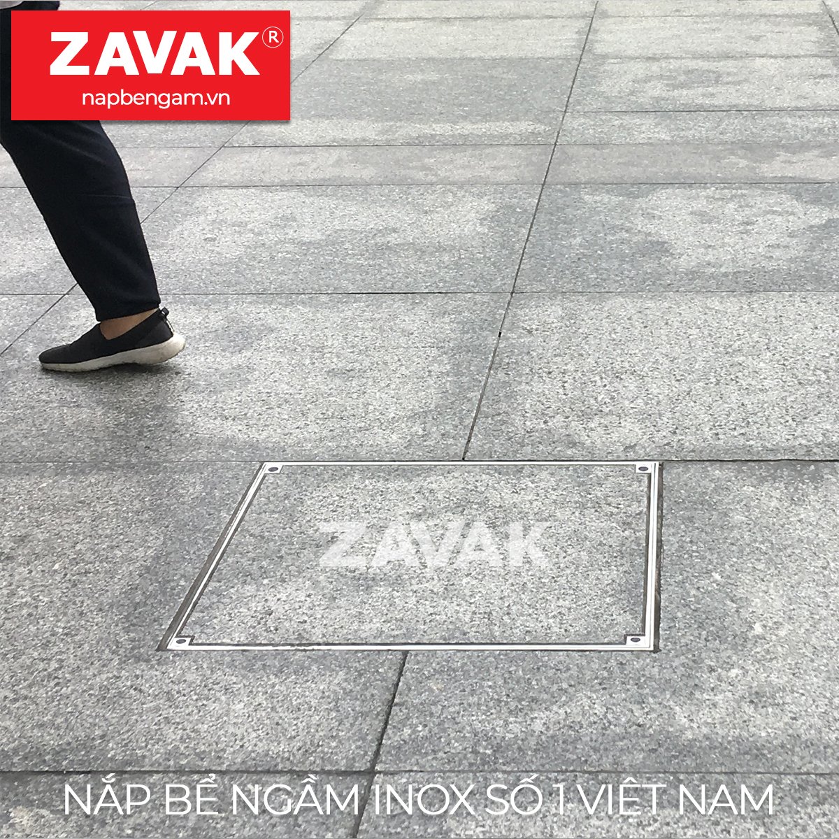Nắp bể ngầm Zavak Inox 304. MHO 1000x1000