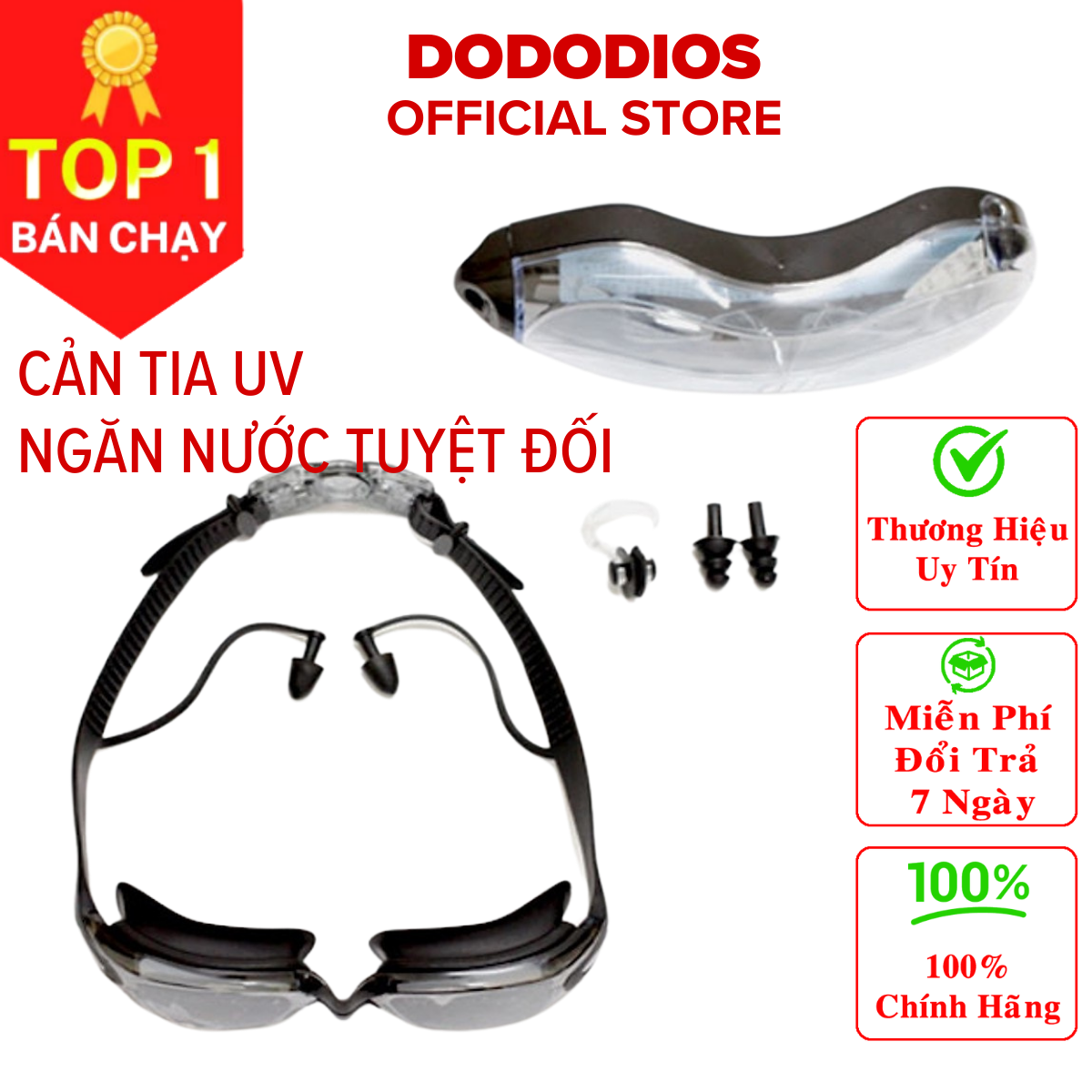 Kính bơi chống sương mờ, chống UV, dây được làm 100% silicone mềm mại, thiết kế không trơn trượt, độ co giãn, độ bền thách thức thời gian, dành cho vận động viên chuyên nghiệp, kính bơi cận thị có độ - Chính hãng DODODIOS