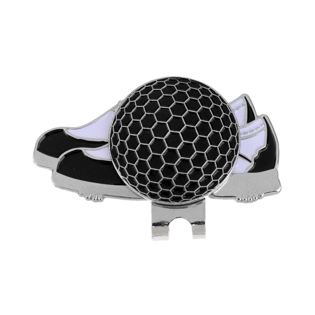 2-6pack Funny Shoe Stainless Steel Golf Hat Clip with Magnetic Ball Marker Black