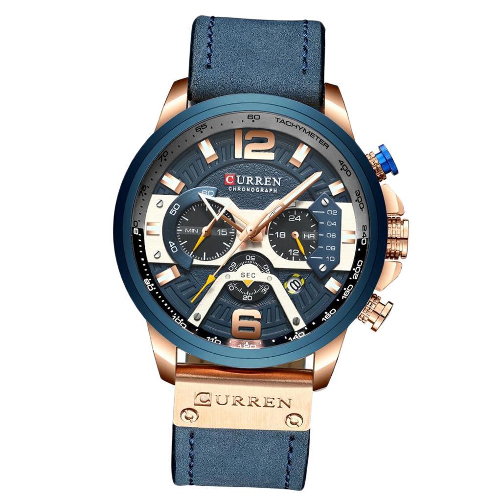 Mens  Watch Leather Chronograph Wristwatch